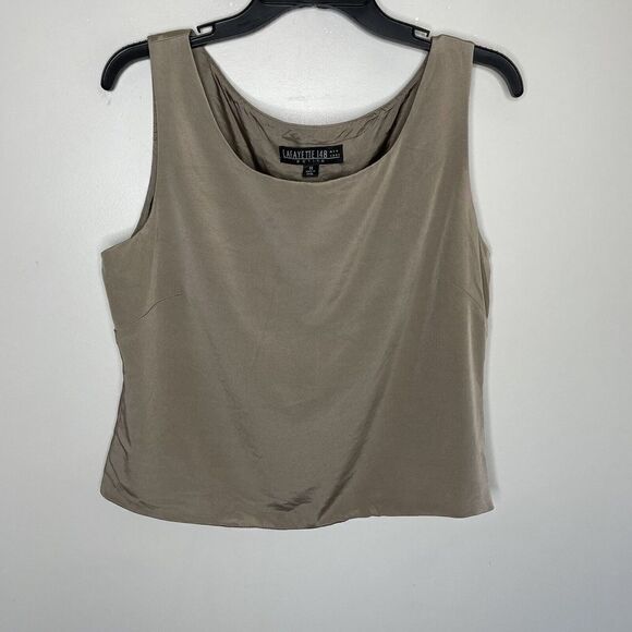 LAFAYETTE 148 Top Womens Petite 14 Sleeveless Silk Taupe Side-Zip Career Evening - Picture 1 of 10